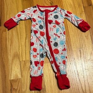 Little Sleepies Candy Hearts Zippy Footie Newborn Bamboo Pajamas GUC